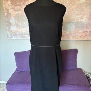 Cleo‎ Classic Black Sheath Midi Dress Sleeveless Crew Neck Size 10P